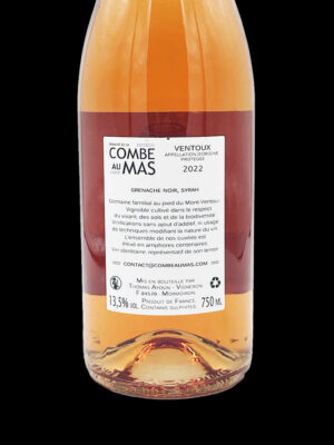 Roumille 2022 - Domaine de la Combe au Mas - Ventoux rosé - Contre étiquette